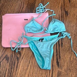 Triangl Aqua Bikini Set with Pink Pouch
